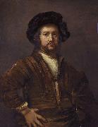REMBRANDT Harmenszoon van Rijn, Portrait of a man with arms akimbo